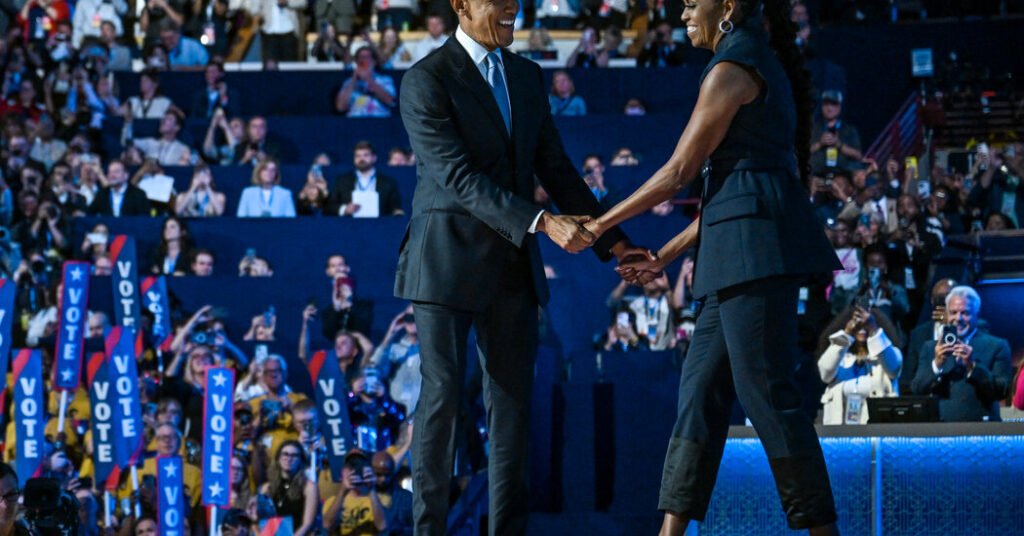 Harris joins Michelle Obama and Barack Obama on the campaign trail